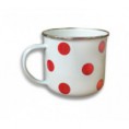 Hrnček 230ml BIELY/ČERVENÉ BODKY smalt 